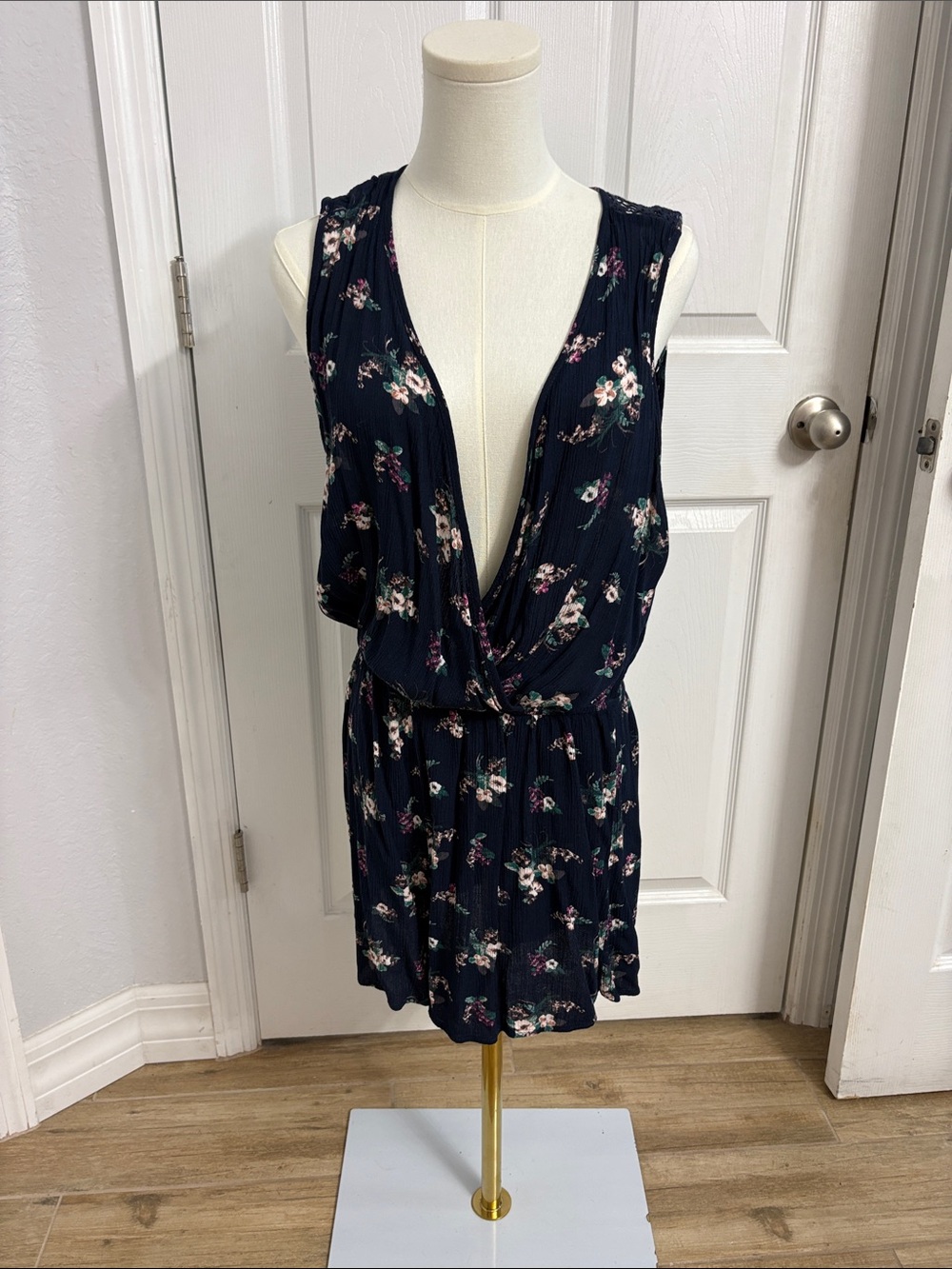 Rue21 Navy Floral Sleeveless Surplice Romper